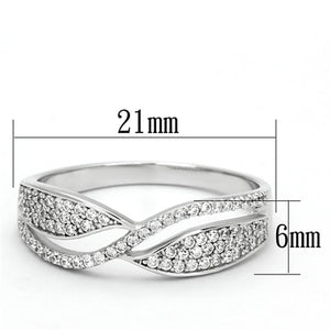 TS108 - Rhodium 925 Sterling Silver Ring with AAA Grade CZ  in Clear