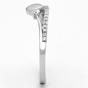 TS111 - Rhodium 925 Sterling Silver Ring with AAA Grade CZ  in Clear