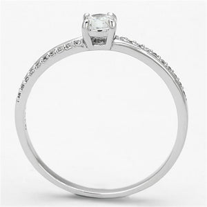 TS112 - Rhodium 925 Sterling Silver Ring with AAA Grade CZ  in Clear