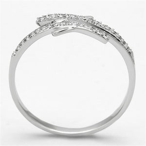 TS113 - Rhodium 925 Sterling Silver Ring with AAA Grade CZ  in Clear