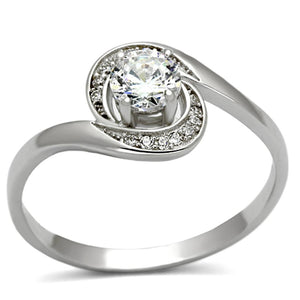 TS116 - Rhodium 925 Sterling Silver Ring with AAA Grade CZ  in Clear