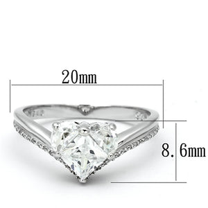 TS118 - Rhodium 925 Sterling Silver Ring with AAA Grade CZ  in Clear