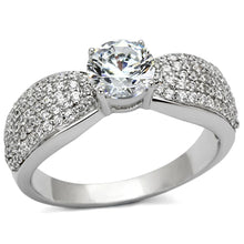 Load image into Gallery viewer, TS119 - Rhodium 925 Sterling Silver Ring with AAA Grade CZ  in Clear