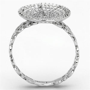 TS121 - Rhodium 925 Sterling Silver Ring with AAA Grade CZ  in Clear