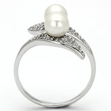Load image into Gallery viewer, TS124 - Rhodium 925 Sterling Silver Ring with Synthetic Pearl in Citrine Yellow