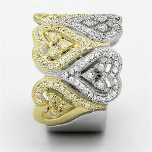TS126 - Gold+Rhodium 925 Sterling Silver Ring with AAA Grade CZ  in Champagne