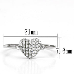 TS133 - Rhodium 925 Sterling Silver Ring with AAA Grade CZ  in Clear