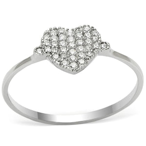 TS133 - Rhodium 925 Sterling Silver Ring with AAA Grade CZ  in Clear