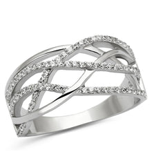 Load image into Gallery viewer, TS134 - Rhodium 925 Sterling Silver Ring with AAA Grade CZ  in Clear
