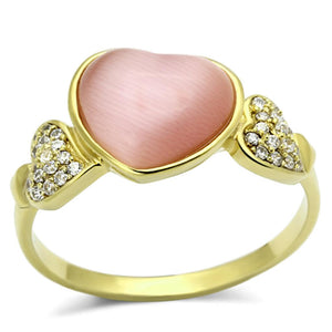 TS136 - Gold 925 Sterling Silver Ring with Synthetic Cat Eye in Rose