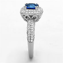 Load image into Gallery viewer, TS137 - Rhodium 925 Sterling Silver Ring with Synthetic Spinel in London Blue