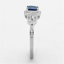 Load image into Gallery viewer, TS138 - Rhodium 925 Sterling Silver Ring with Synthetic Spinel in London Blue