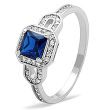 Load image into Gallery viewer, TS138 - Rhodium 925 Sterling Silver Ring with Synthetic Spinel in London Blue