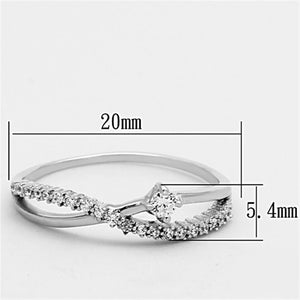 TS144 - Rhodium 925 Sterling Silver Ring with AAA Grade CZ  in Clear