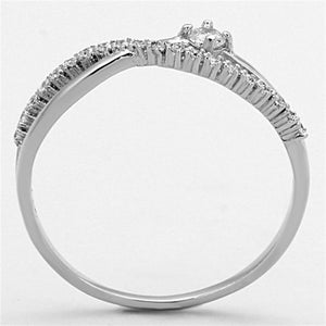TS144 - Rhodium 925 Sterling Silver Ring with AAA Grade CZ  in Clear