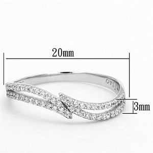 TS146 - Rhodium 925 Sterling Silver Ring with AAA Grade CZ  in Clear