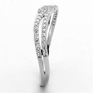 TS146 - Rhodium 925 Sterling Silver Ring with AAA Grade CZ  in Clear