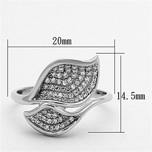 TS149 - Rhodium 925 Sterling Silver Ring with AAA Grade CZ  in Clear