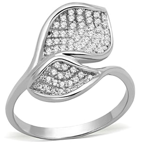 TS149 - Rhodium 925 Sterling Silver Ring with AAA Grade CZ  in Clear