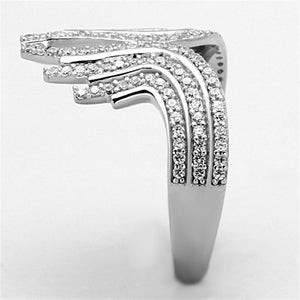 TS151 - Rhodium 925 Sterling Silver Ring with AAA Grade CZ  in Clear