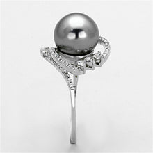 Load image into Gallery viewer, TS153 - Rhodium 925 Sterling Silver Ring with Synthetic Pearl in Gray