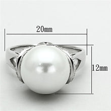 Load image into Gallery viewer, TS154 - Rhodium 925 Sterling Silver Ring with Synthetic Pearl in White