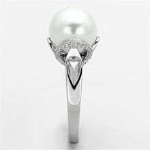 Load image into Gallery viewer, TS154 - Rhodium 925 Sterling Silver Ring with Synthetic Pearl in White