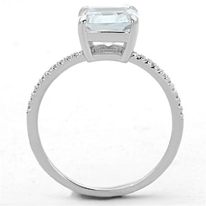 TS155 - Rhodium 925 Sterling Silver Ring with Cubic  in Clear