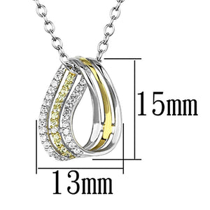 TS157 - Gold+Rhodium 925 Sterling Silver Chain Pendant with AAA Grade CZ  in Topaz