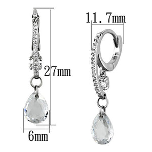 TS159 - Rhodium 925 Sterling Silver Earrings with AAA Grade CZ  in Clear