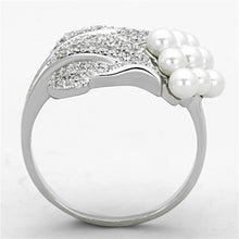 Load image into Gallery viewer, TS167 - Rhodium 925 Sterling Silver Ring with Synthetic Pearl in White