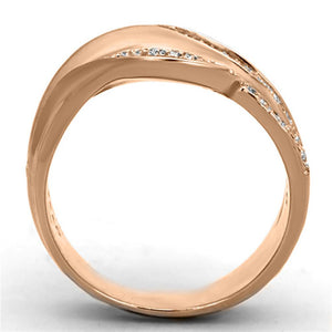 TS168 - Rose Gold 925 Sterling Silver Ring with AAA Grade CZ  in Clear
