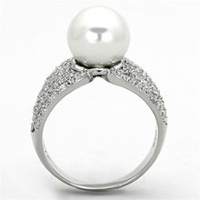 Load image into Gallery viewer, TS169 - Rhodium 925 Sterling Silver Ring with Synthetic Pearl in White