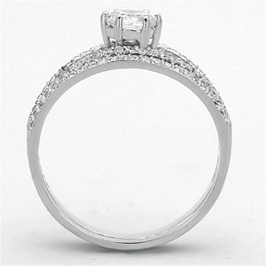 TS172 - Rhodium 925 Sterling Silver Ring with AAA Grade CZ  in Clear