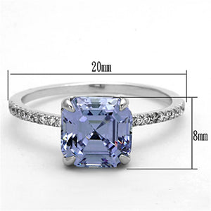 TS176 - Rhodium 925 Sterling Silver Ring with Cubic  in Light Amethyst