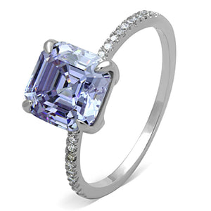 TS176 - Rhodium 925 Sterling Silver Ring with Cubic  in Light Amethyst