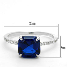 Load image into Gallery viewer, TS177 - Rhodium 925 Sterling Silver Ring with Synthetic Spinel in London Blue