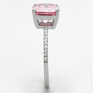 TS179 - Rhodium 925 Sterling Silver Ring with Cubic  in Rose