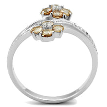 Load image into Gallery viewer, TS181 - Rhodium 925 Sterling Silver Ring with AAA Grade CZ  in Champagne