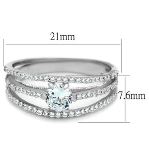 TS185 - Rhodium 925 Sterling Silver Ring with AAA Grade CZ  in Clear