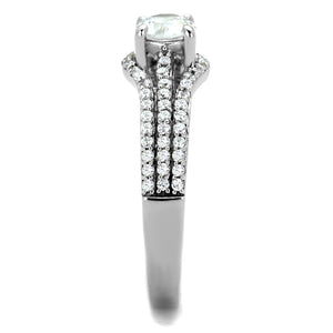 TS188 - Rhodium 925 Sterling Silver Ring with AAA Grade CZ  in Clear