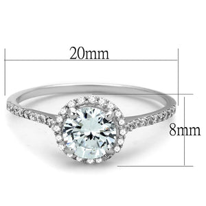 TS190 - Rhodium 925 Sterling Silver Ring with AAA Grade CZ  in Clear