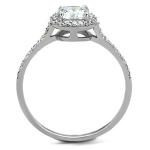 TS190 - Rhodium 925 Sterling Silver Ring with AAA Grade CZ  in Clear