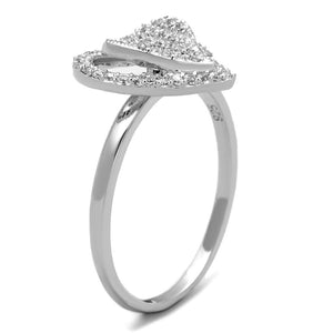 TS192 - Rhodium 925 Sterling Silver Ring with AAA Grade CZ  in Clear
