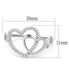 Load image into Gallery viewer, TS193 - Rhodium 925 Sterling Silver Ring with AAA Grade CZ  in Clear