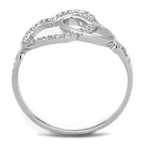 TS193 - Rhodium 925 Sterling Silver Ring with AAA Grade CZ  in Clear