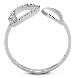 TS194 - Rhodium 925 Sterling Silver Ring with AAA Grade CZ  in Clear