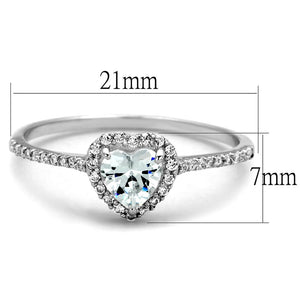TS196 - Rhodium 925 Sterling Silver Ring with AAA Grade CZ  in Clear