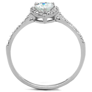 TS196 - Rhodium 925 Sterling Silver Ring with AAA Grade CZ  in Clear