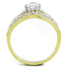 Load image into Gallery viewer, TS200 - Gold+Rhodium 925 Sterling Silver Ring with AAA Grade CZ  in Clear